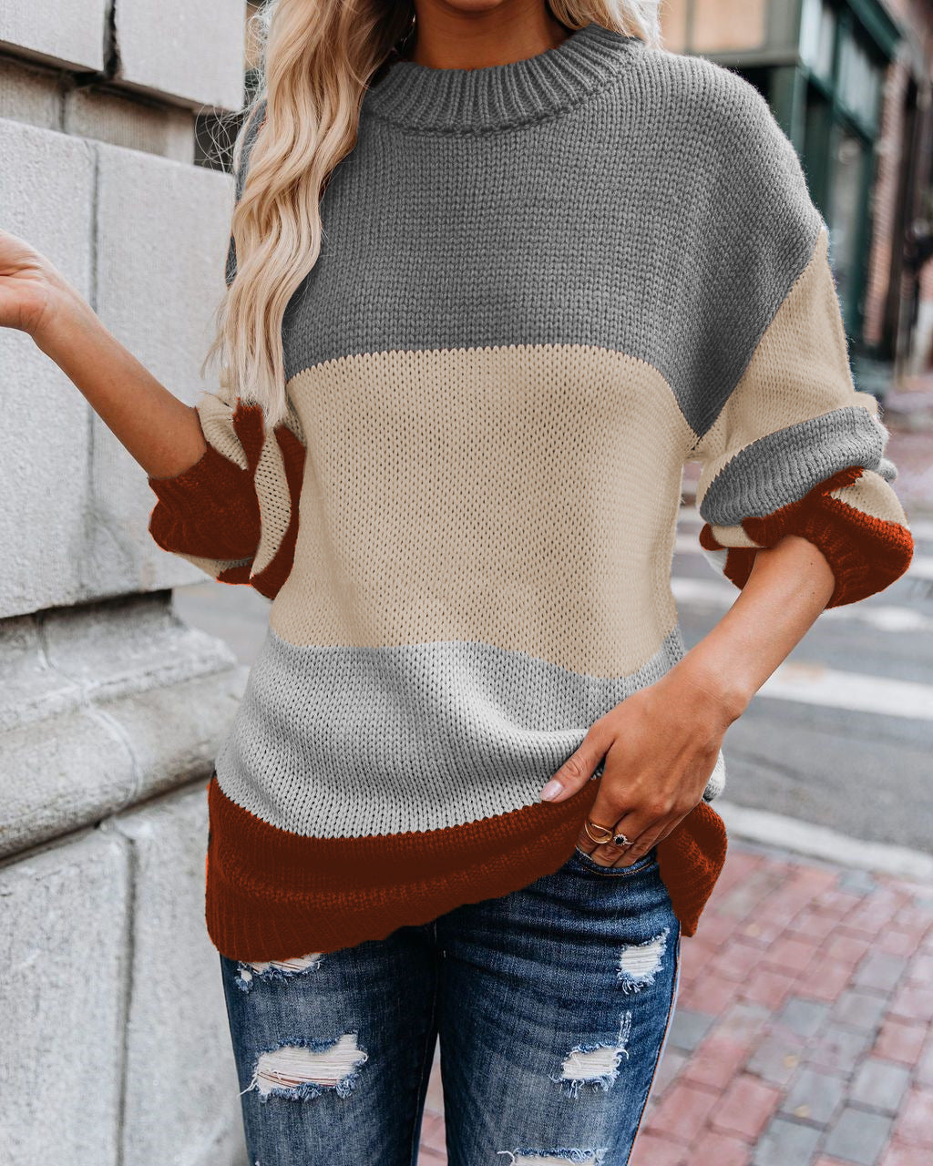 Patchwork Knit Sweater